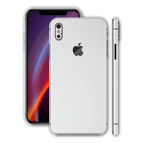 iPhone XS MAX 3D Textured CARBON Fibre Skin - WHITE Online Sale