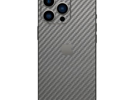 iPhone 14 Pro MAX 3D Textured CARBON Fibre Skin - Metallic Grey Online Hot Sale