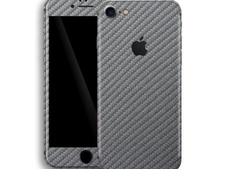 iPhone 8 3D Textured CARBON Fibre Skin - Metallic Grey For Sale