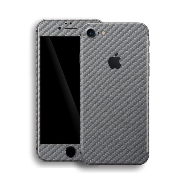 iPhone 8 3D Textured CARBON Fibre Skin - Metallic Grey For Sale