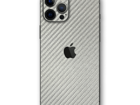 iPhone 12 Pro MAX 3D Textured CARBON Fibre Skin - Metallic Grey Fashion