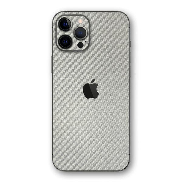 iPhone 12 Pro MAX 3D Textured CARBON Fibre Skin - Metallic Grey Fashion