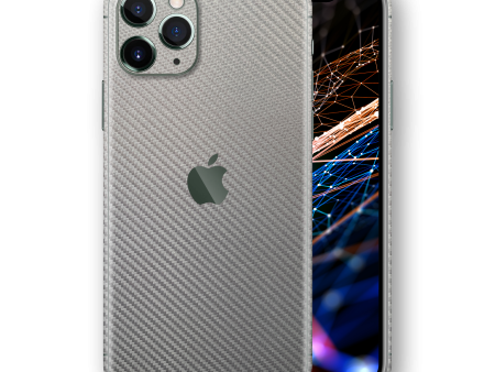 iPhone 11 Pro MAX 3D Textured CARBON Fibre Skin - Metallic Grey Sale