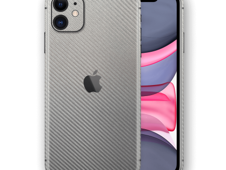 iPhone 11 3D Textured CARBON Fibre Skin - Metallic Grey For Sale