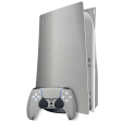 PlayStation 5 (PS5) DISC Edition Textured CARBON Fibre Skin - Grey Metallic on Sale