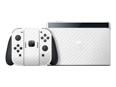 Nintendo Switch OLED 3D Textured CARBON Fibre Skin - WHITE Discount