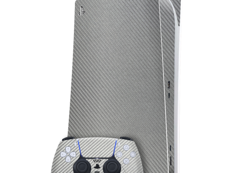 PlayStation 5 (PS5) DIGITAL EDITION Textured CARBON Fibre Skin - Grey Metallic Hot on Sale