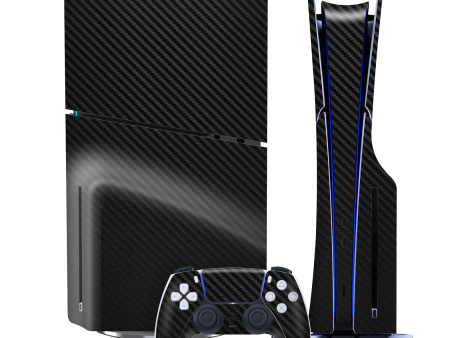 PS5 Slim (DISC Edition) Textured CARBON Fibre Skin - BLACK Fashion