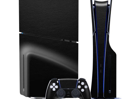 PS5 Slim (DISC Edition) LUXURIA RIDERS Black LEATHER Textured Skin Online