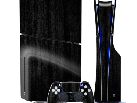 PS5 Slim (DISC Edition) LUXURIA BLACK CHARCOAL Textured Skin Hot on Sale