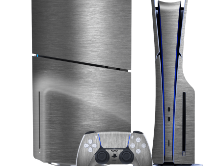 PS5 Slim (DISC Edition) BRUSHED TITANIUM Metallic Skin Supply