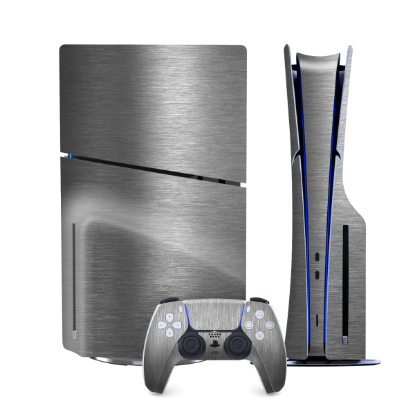 PS5 Slim (DISC Edition) BRUSHED TITANIUM Metallic Skin Supply