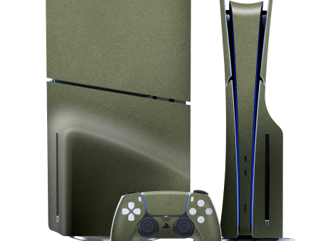 PS5 Slim (DISC Edition) Military Green Metallic Skin For Discount