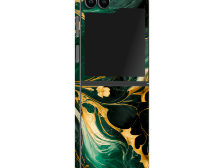 Samsung Z Flip 6 SIGNATURE AGATE GEODE Royal Green-Gold Skin Sale