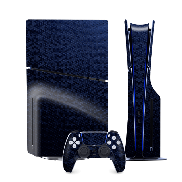 PS5 Slim (DISC Edition) LUXURIA Navy Blue HONEYCOMB 3D TEXTURED Skin For Discount