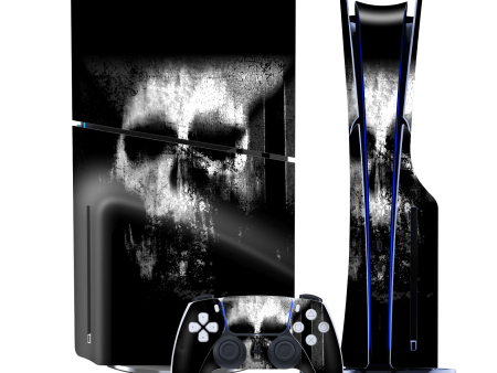 PS5 Slim (DISC Edition) SIGNATURE Horror Black & White SKULL Skin Online