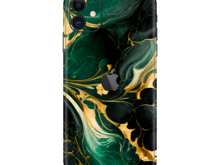 iPhone 11 SIGNATURE AGATE GEODE Royal Green-Gold Skin Fashion