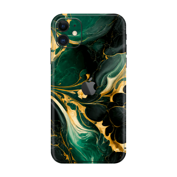 iPhone 11 SIGNATURE AGATE GEODE Royal Green-Gold Skin Fashion