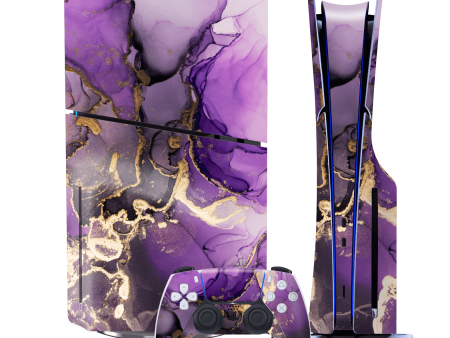 PS5 Slim (DISC Edition) SIGNATURE AGATE GEODE Purple-Gold Skin Online now