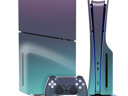 PS5 Slim (DISC Edition) CHAMELEON TURQUOISE LAVENDER Matt Metallic Skin Online now