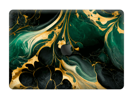 MacBook Pro 13  (2020 2022) SIGNATURE AGATE GEODE Royal Green-Gold Skin Sale