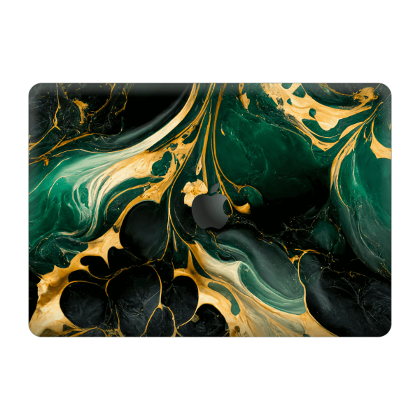 MacBook Pro 13  (2020 2022) SIGNATURE AGATE GEODE Royal Green-Gold Skin Sale