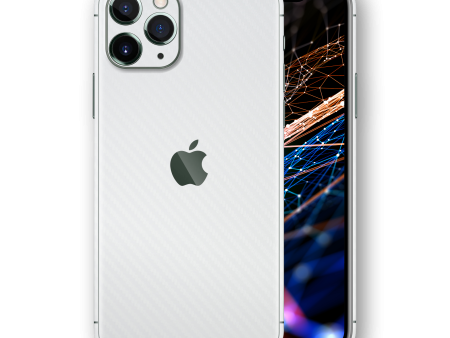 iPhone 11 Pro MAX 3D Textured CARBON Fibre Skin - WHITE on Sale