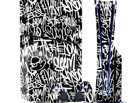 PS5 Slim (DISC Edition) SIGNATURE Monochrome Graffiti Skin on Sale